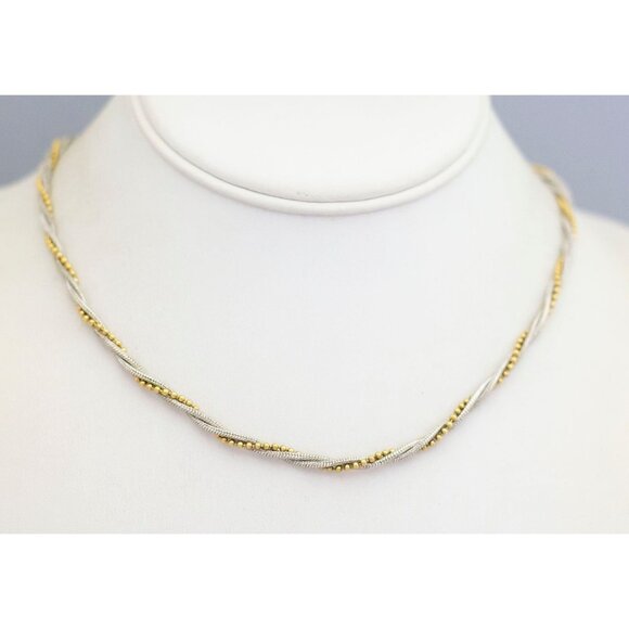 24 inch, Vintage Twist Gold Tone Silver Tone Chain Necklace - CO1 - Picture 2 of 3